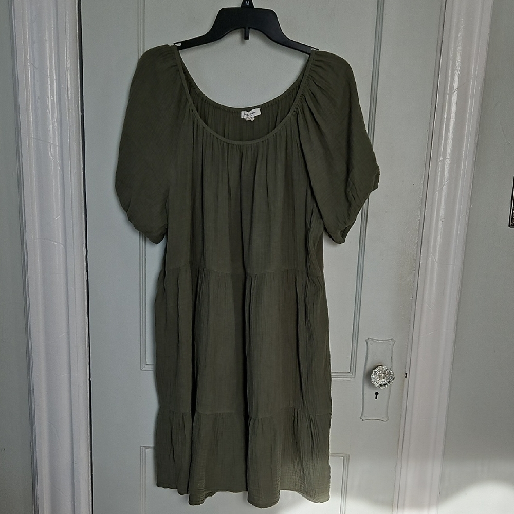 Women's Olive Green Tiered Dress- XL